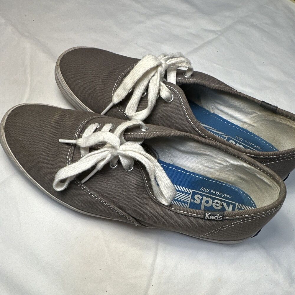 Keds Women’s Low Top Lace-Up Canvas Sneakers Gray White Solid Logo WF35186M
